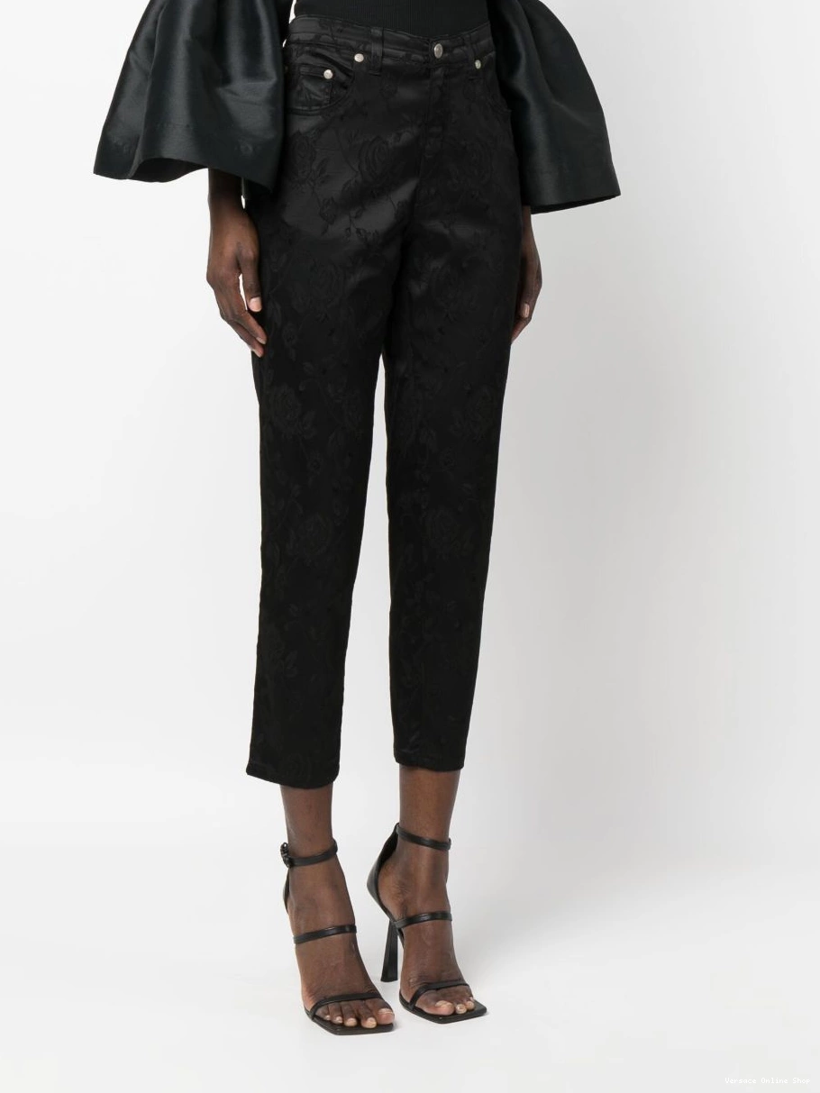 Cheap 2000s Versace cropped trousers Women floral-jacquard 0712